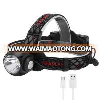 New Product Front and Back T6 COB Lamp Beads Headlamp Rechargeable White and Red Emitting light