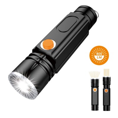 USB Rechargeable flashlight with COB Worklight and Magnetic Base Zoomable LED Tactical Flashlight