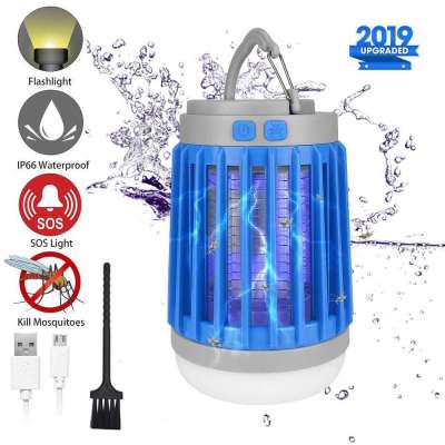 USB Rechargeable Bug Zapper Outdoor Camping Lantern LED Flashlight  3-in-1  Waterproof Mosquito Killer Camp Lamp with Solar