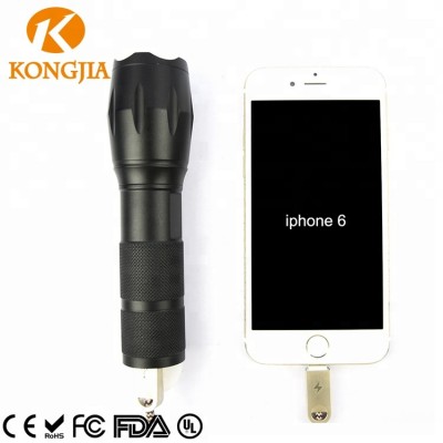 USB rechargeable led flashlight torch with power bank