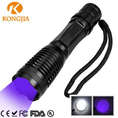 NHKJ White + UV Dual LED Flashlight 18650 or AAA Battery Powered  Rechargeable LED UV Flashlight